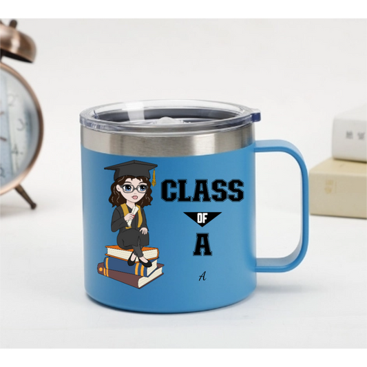 Custom Graduation Mug – Class of [Year] with Girl Graduate – Twinkle & Twine