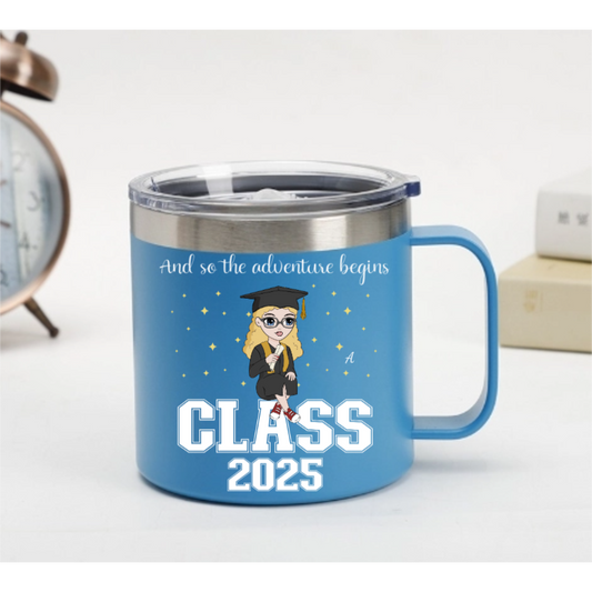 Custom Graduation Mug – “Class of 2025” with Girl Character – Twinkle & Twine