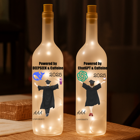 Powered by ChatGPT & Caffeine – Personalized Graduation Bottle Lamp 2025 – Twinkle & Twine
