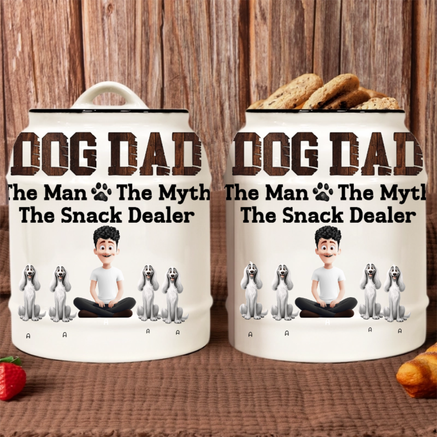 Personalized Dog Dad Treat Jar – The Man, The Myth, The Snack Dealer – Custom Dogs – Twinkle & Twine
