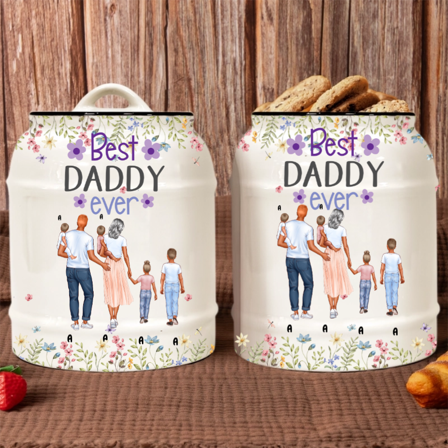 Personalized Best Daddy Ever Cookie Jar – Custom Family Jar Gift for Dad – Twinkle & Twine