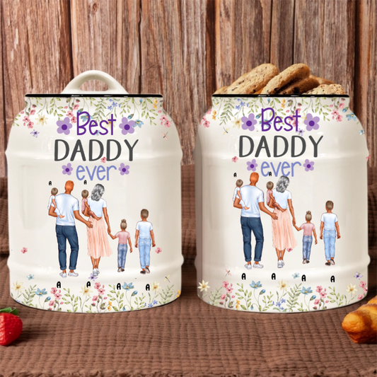 Personalized Best Daddy Ever Cookie Jar – Custom Family Jar Gift for Dad – Twinkle & Twine