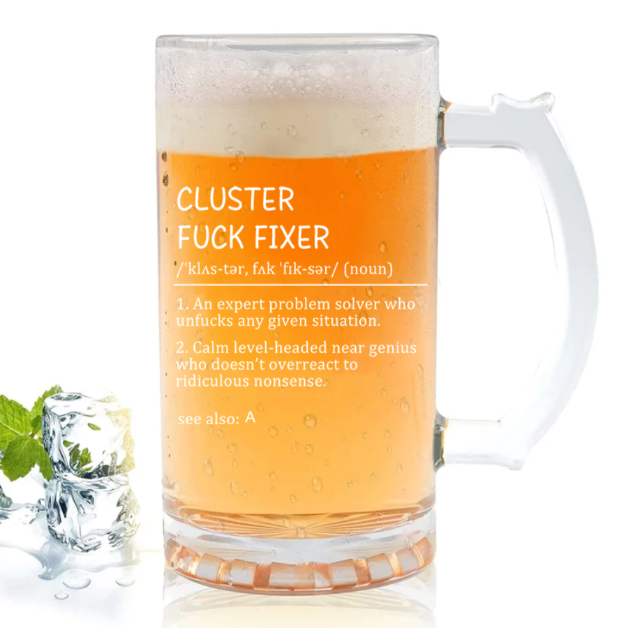 Personalized Beer Mug – Funny Dictionary Quote Glass for Coworkers & Friends (Custom Text & Name)