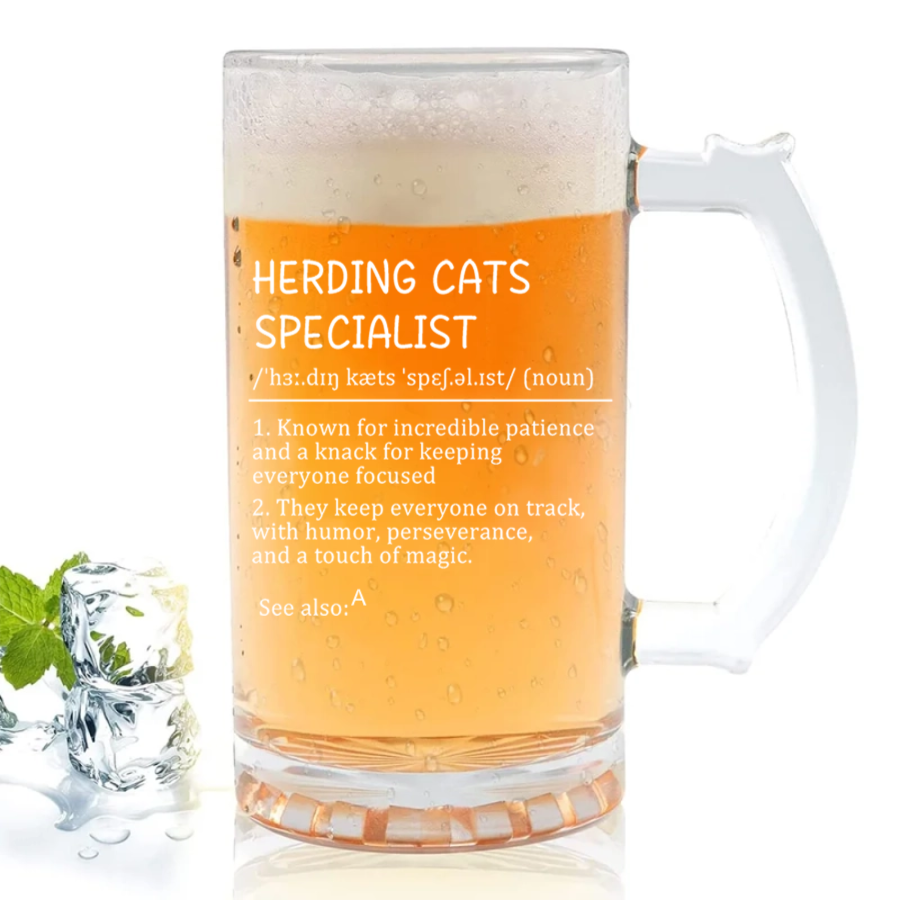 Personalized Beer Mug – Funny Dictionary Quote Glass for Coworkers & Friends (Custom Text & Name)