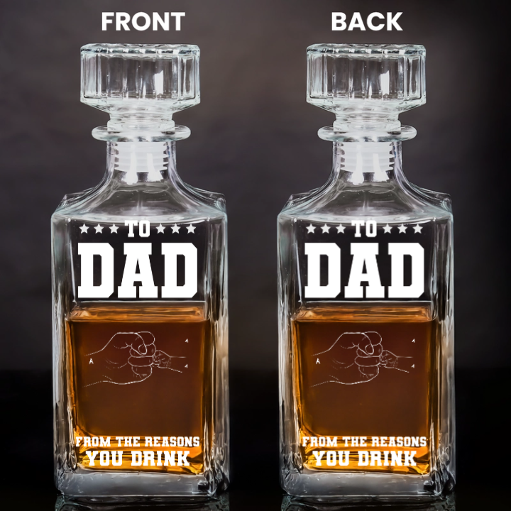 Personalized Dad Whiskey Decanter – “From the Reasons You Drink” Gift