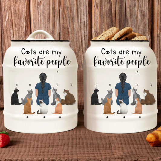 Personalized Cat Mom Cookie Jar – Cats Are My Favorite People – Twinkle & Twine