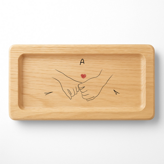 Personalized Wooden Jewelry Tray – Pinky Promise Hands with Heart – Twinkle & Twine