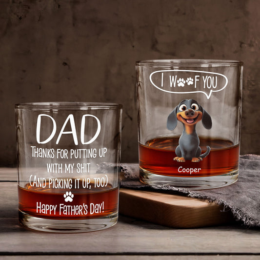 Thanks Dad I Woof You Dog Dad Gift  Personalized Whiskey Glass – Twinkle & Twine