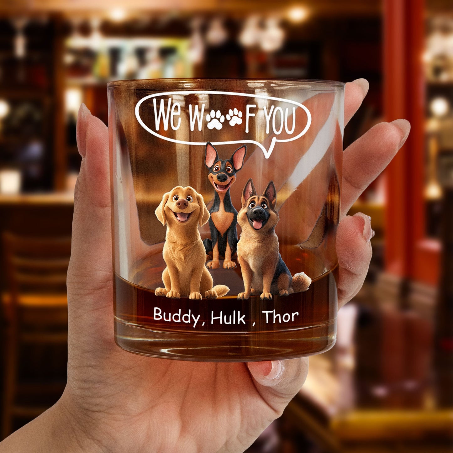 Thanks Dad I Woof You Dog Dad Gift  Personalized Whiskey Glass – Twinkle & Twine