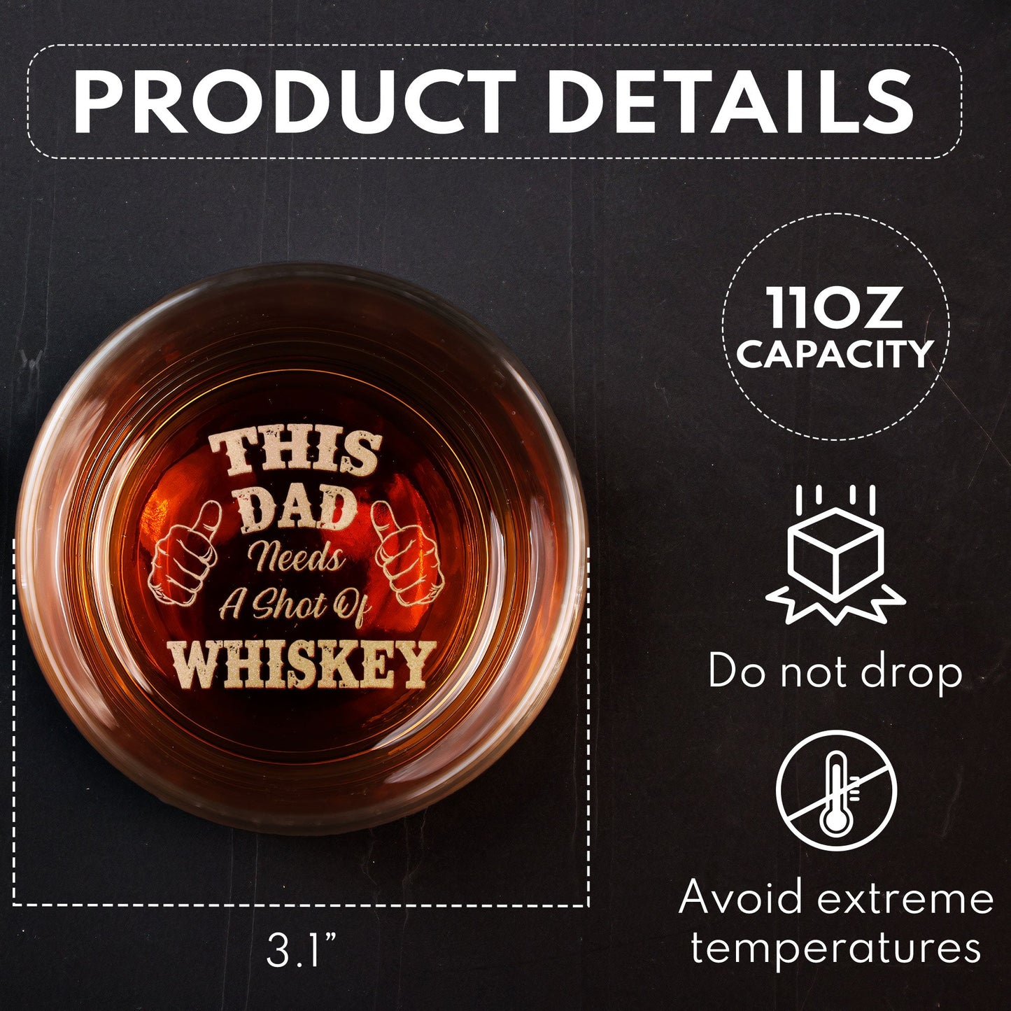 This Dad Needs A Shot Of Whiskey  Personalized Engraved Whiskey Glass – Twinkle & Twine