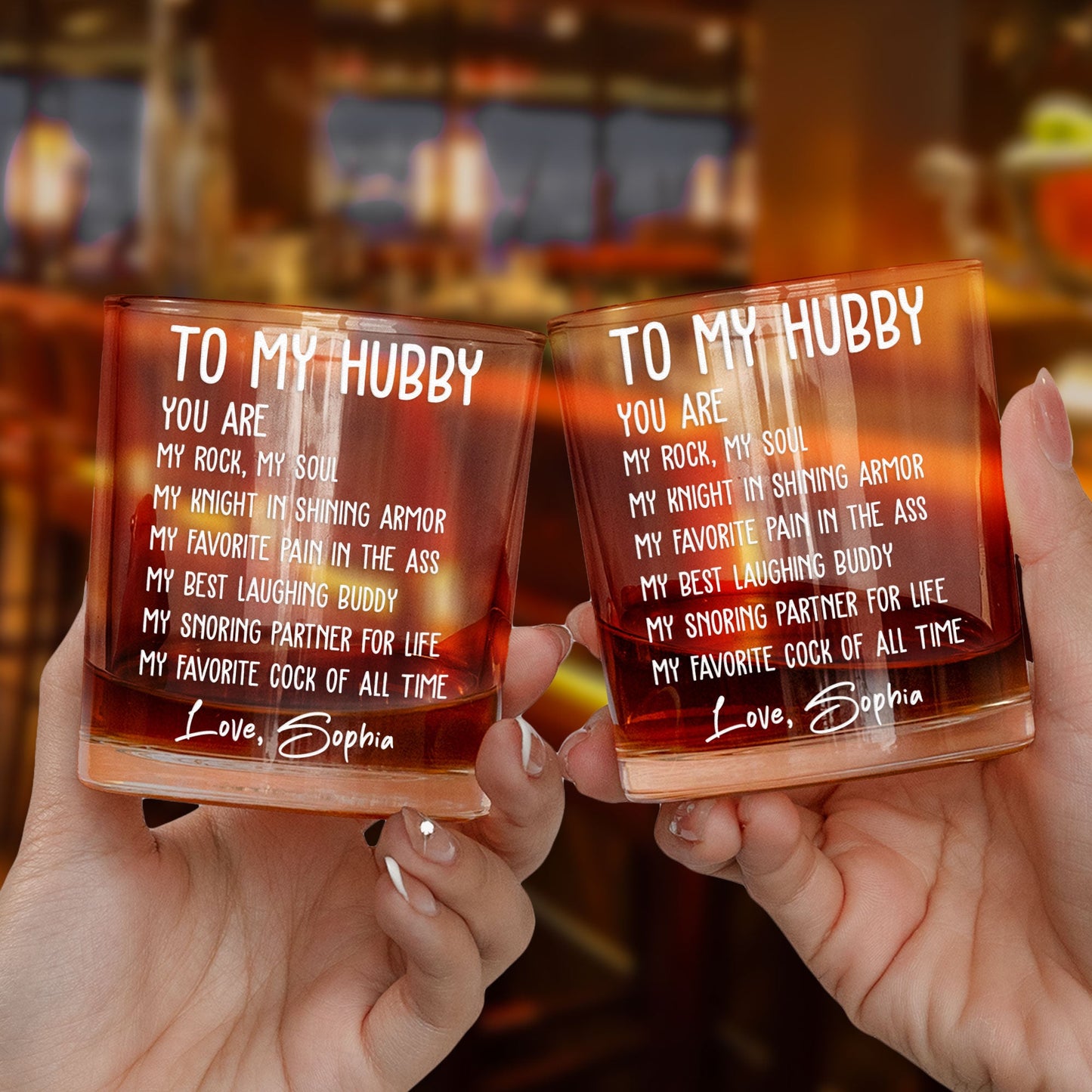 To My Husband You Are My Favorite Cock Of All Time  Personalized Whiskey Glass – Twinkle & Twine