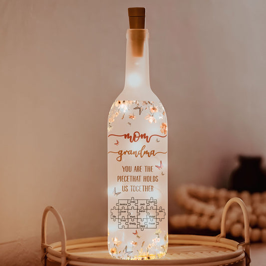 Custom Bottle Lamp - You Are The Piece That Holds Us Together - Personalized Bottle Lamp - Twinkle & Twine